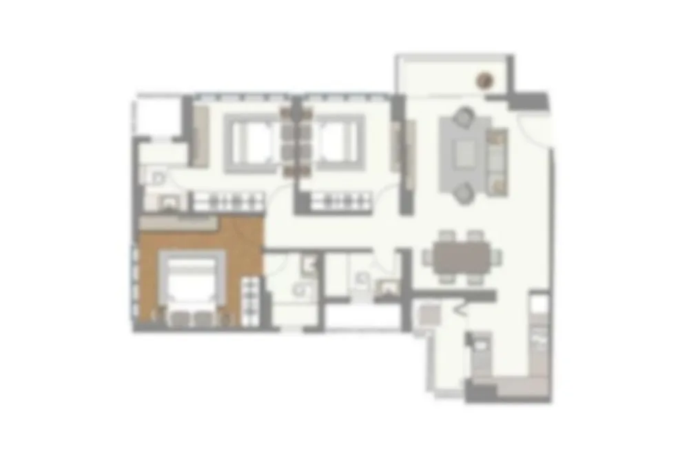 3 BHK Study With Deck Floor Plan