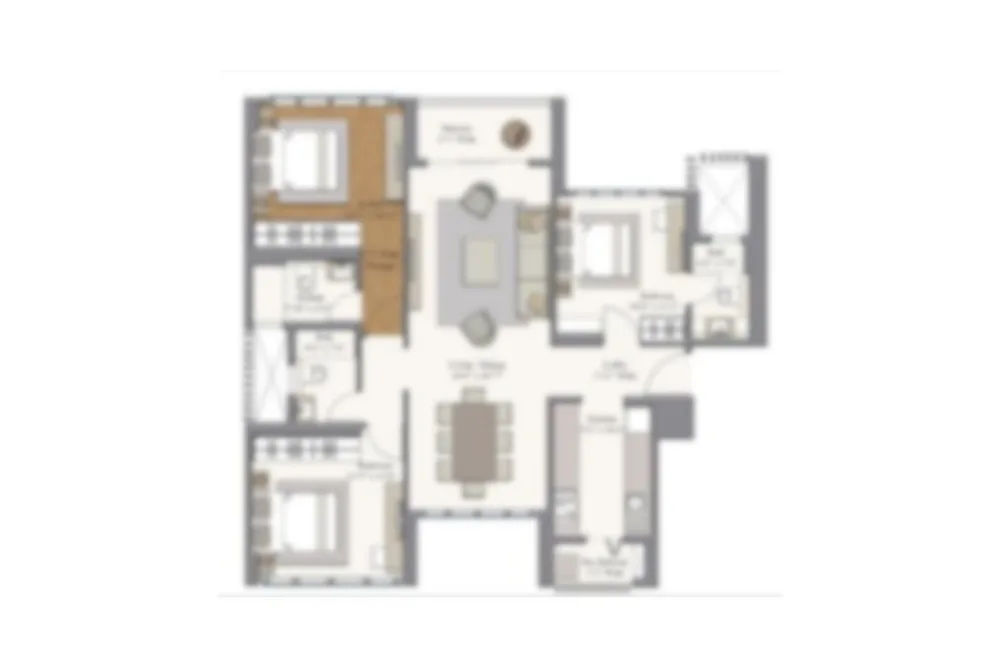 3 BHK With Deck Floor Plan